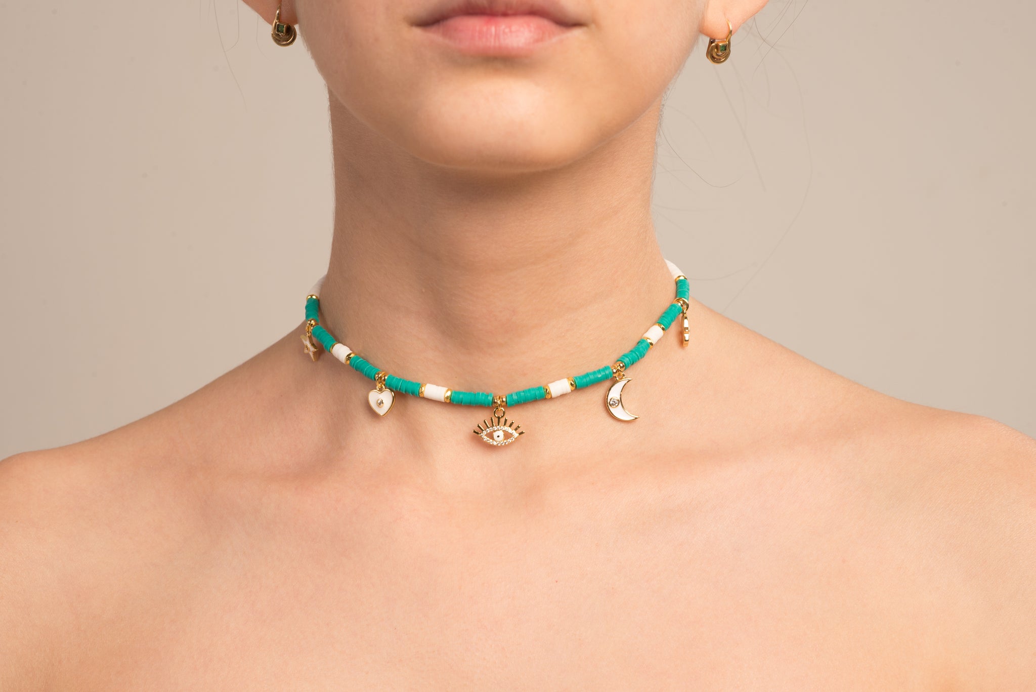White and Teal Choker